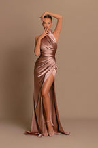 Elegant High Neck Sleeveless Prom Dresses Mermaid Long Split