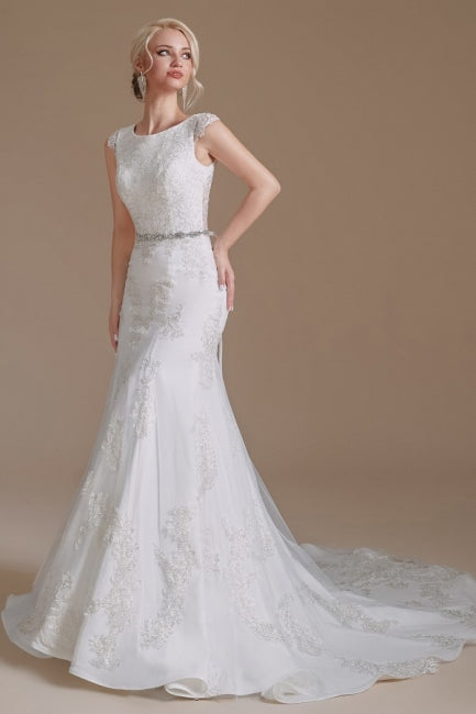 Elegantes vestidos de novia de satén sin mangas, estilo sirena, largos hasta el suelo, con encaje y detalles de encaje. 