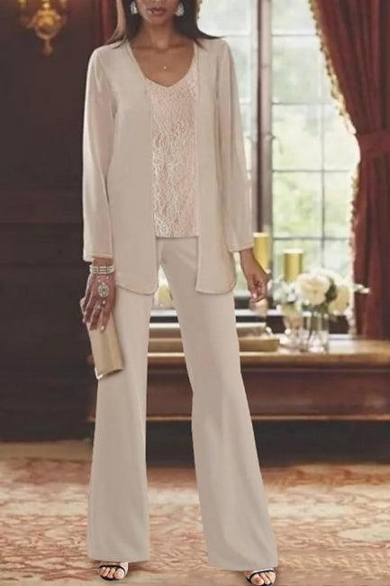 Traje de pantalón de encaje elegante para mujer, traje para la madre de la novia