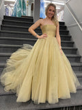 Élégantes robes de soirée longues en tulle sans bretelles, coupe trapèze, style formel