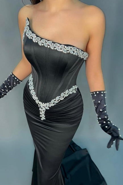 Élégantes robes de soirée sirène noires longues sans manches à sequins