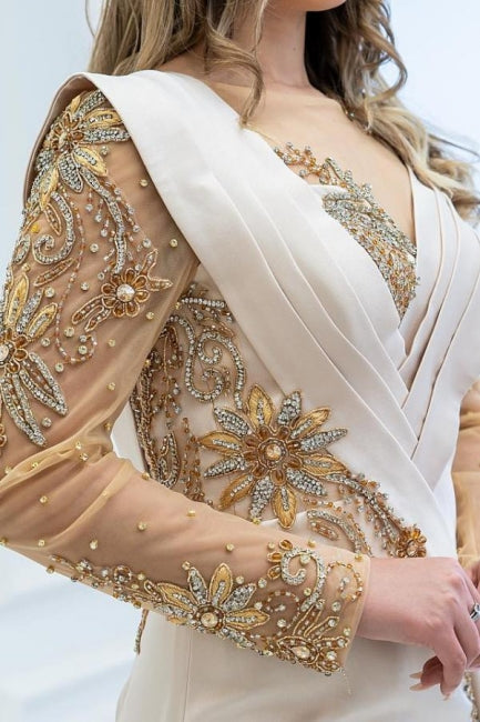 Elegantes vestidos de sirena largos con lentejuelas y mangas largas para baile de graduación