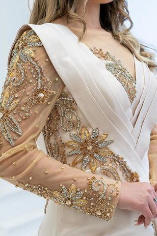 Elegantes vestidos de sirena largos con lentejuelas y mangas largas para baile de graduación