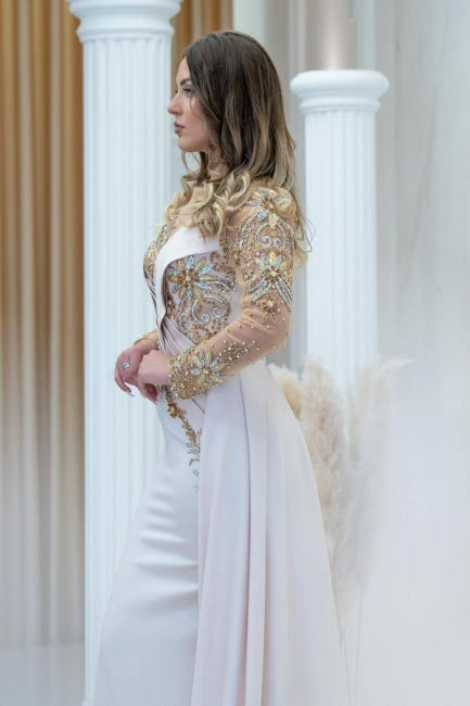 Elegantes vestidos de sirena largos con lentejuelas y mangas largas para baile de graduación