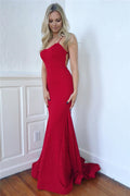 Robe de bal sirène longue élégante à fines bretelles et dos nu