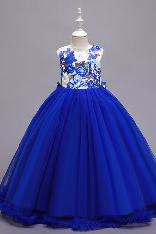 Elegante vestido largo de tul estilo princesa para ceremonia de boda, vestido de niña de las flores