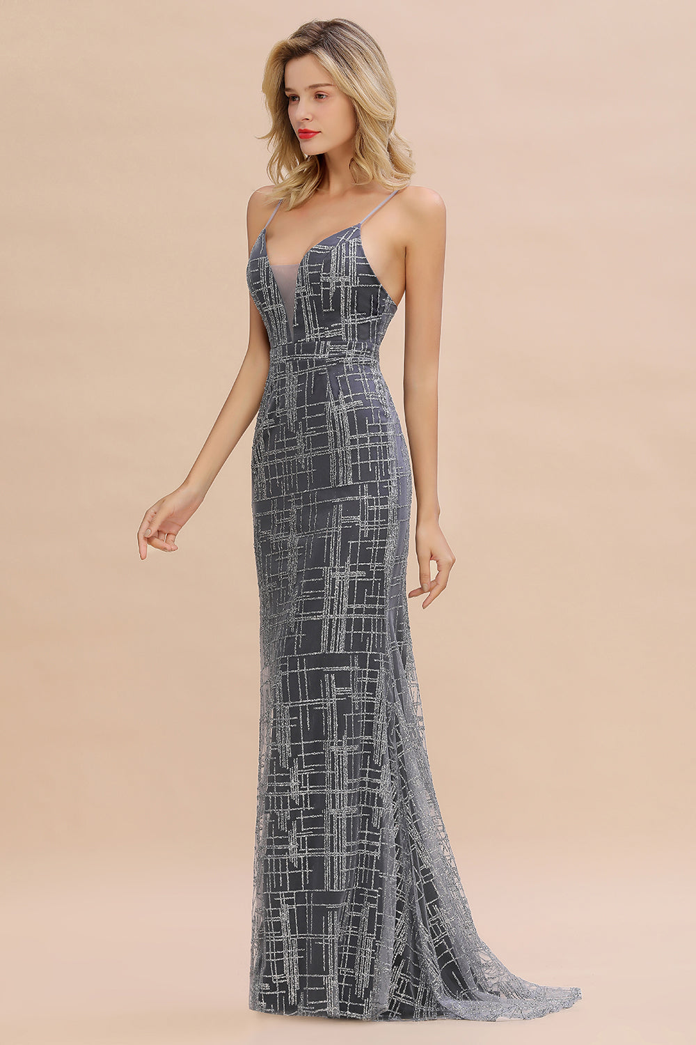 Robe de soirée longue sirène élégante sans manches