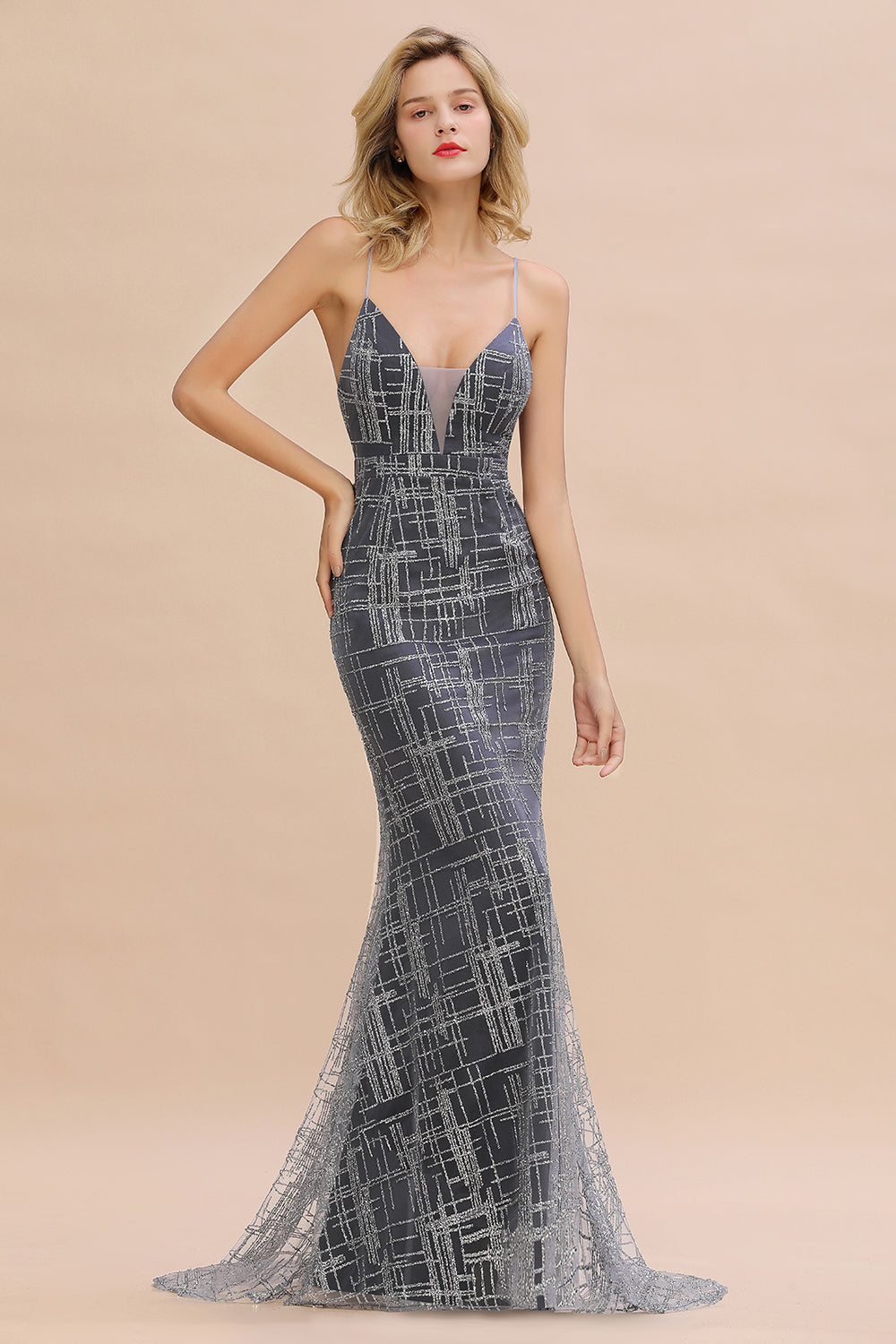 Robe de soirée longue sirène élégante sans manches