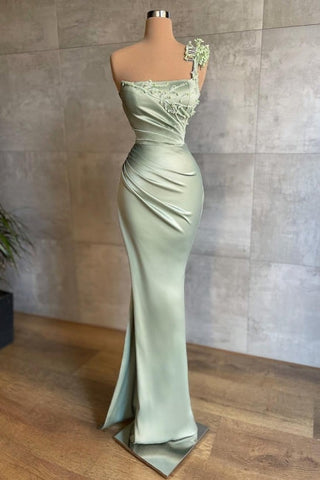 Elegantes vestidos largos de sirena sencillos color menta para graduación