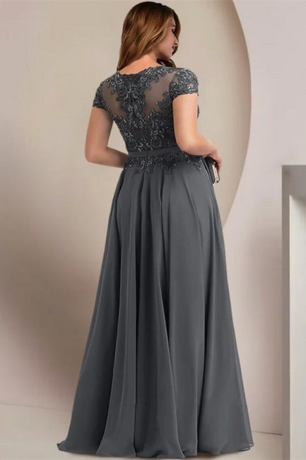 Vestidos elegantes de tallas grandes, corte en A, mangas cortas para damas de honor y madre de la novia.