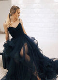Élégantes robes de bal longues en tulle à col en V de princesse