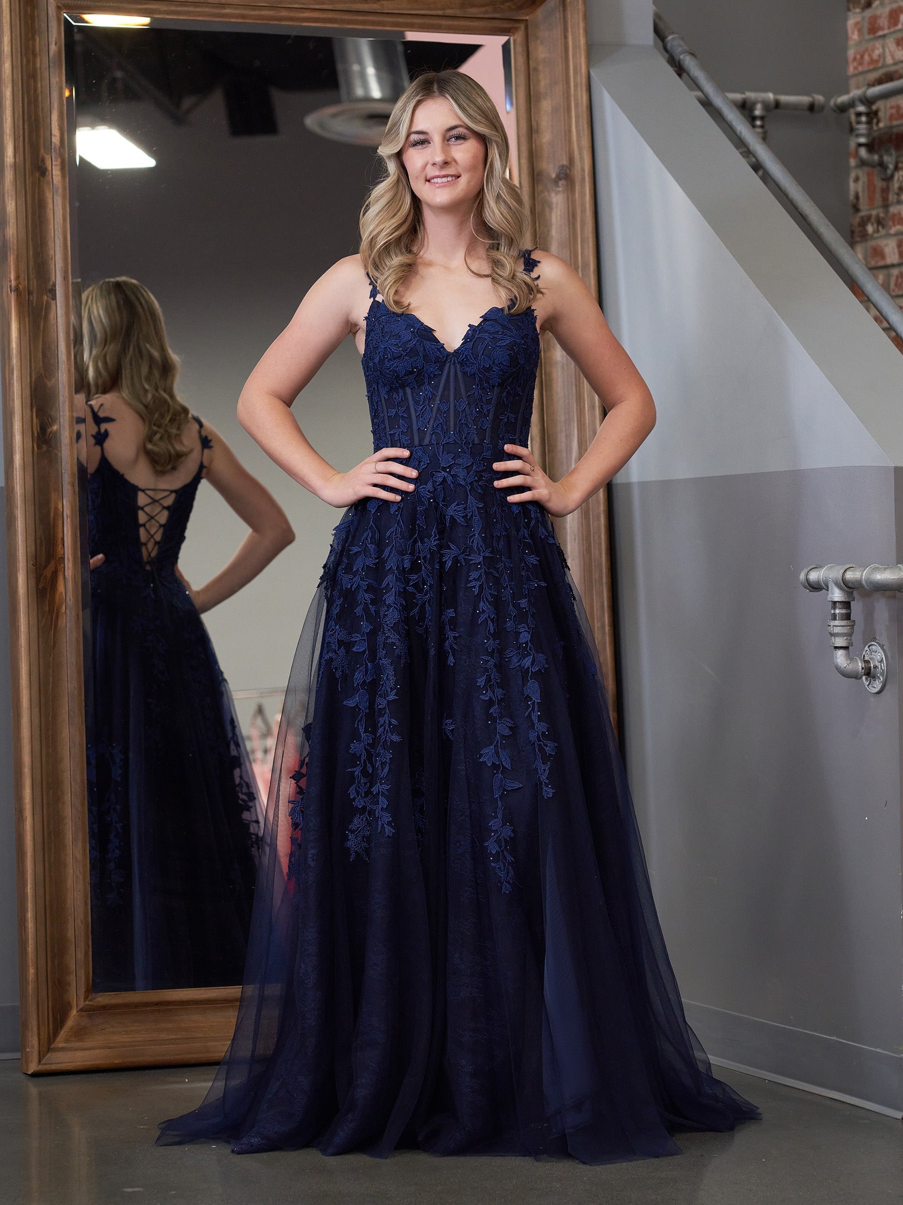 A-line Sweetheart Lace Tulle Prom Dress with Slit
