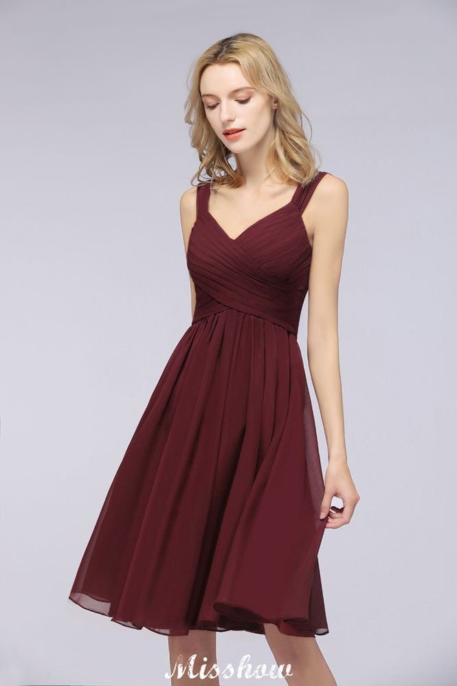 Vestidos cortos de fiesta con tirantes y volantes elegantes | Vestidos de noche de corte A sin mangas hasta la rodilla