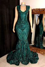 Elegant Sequins Mermaid Prom Dress Sleeveless V-Neck Online
