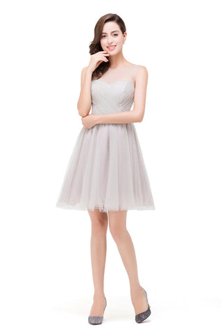 Elegant Silver A-line Mini Crew Bridesmaid Dresses
