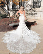 Robes de mariée sirène élégantes et simples avec dentelle 