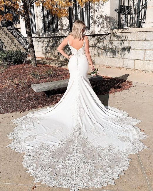 Robes de mariée sirène élégantes et simples avec dentelle 