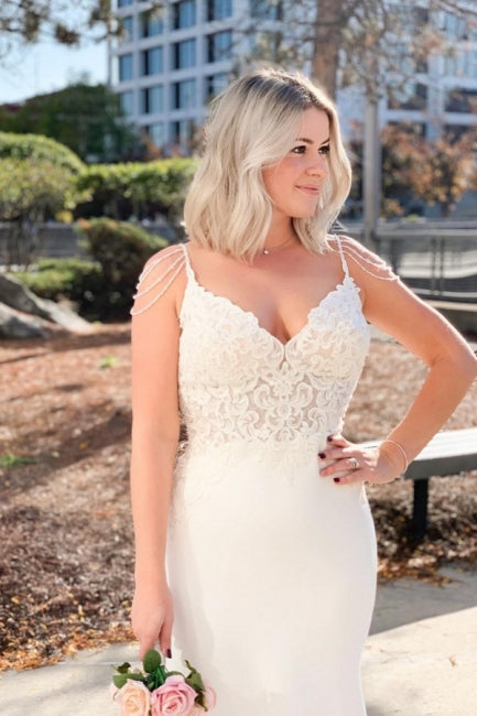 Robes de mariée sirène élégantes et simples avec dentelle 