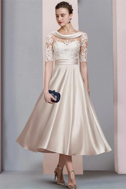 Robes de mariée courtes en dentelle, élégantes et simples, à manches 3/4