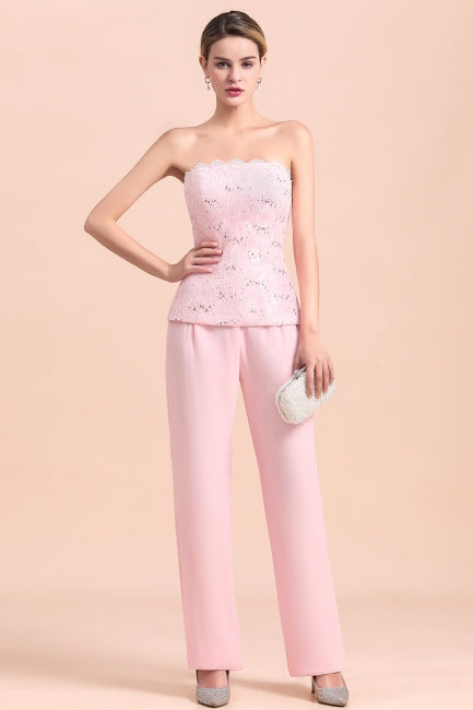 Combinaison bustier élégante à appliques pour la mère de la mariée, manches longues et cache-cœur