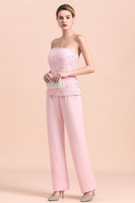 Combinaison bustier élégante à appliques pour la mère de la mariée, manches longues et cache-cœur