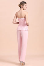 Combinaison bustier élégante à appliques pour la mère de la mariée, manches longues et cache-cœur