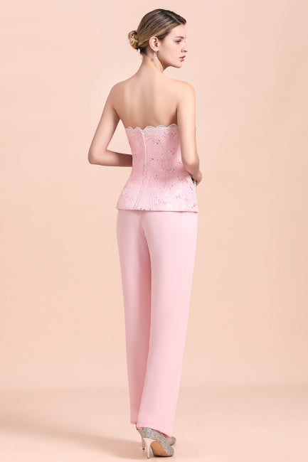 Combinaison bustier élégante à appliques pour la mère de la mariée, manches longues et cache-cœur