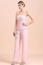 Combinaison bustier élégante à appliques pour la mère de la mariée, manches longues et cache-cœur