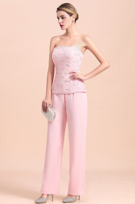 Combinaison bustier élégante à appliques pour la mère de la mariée, manches longues et cache-cœur