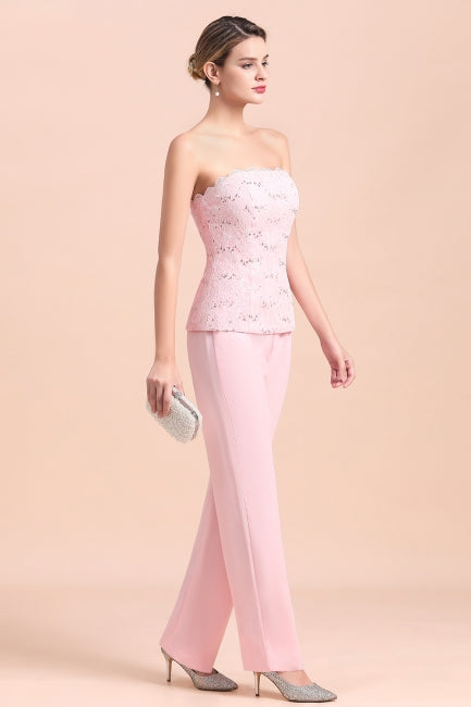 Combinaison bustier élégante à appliques pour la mère de la mariée, manches longues et cache-cœur
