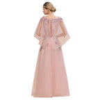 Robe de mariée élégante en tulle, coupe trapèze, à fleurs, manches longues bouffantes, robe de soirée