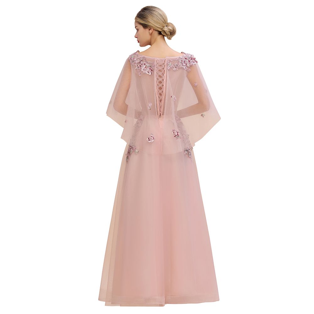 Robe de mariée élégante en tulle, coupe trapèze, à fleurs, manches longues bouffantes, robe de soirée