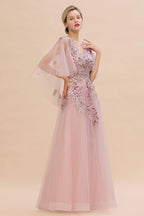 Robe de mariée élégante en tulle, coupe trapèze, à fleurs, manches longues bouffantes, robe de soirée