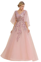 Robe de mariée élégante en tulle, coupe trapèze, à fleurs, manches longues bouffantes, robe de soirée