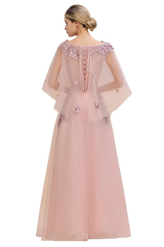 Elegante vestido de novia de tul corte A con estampado floral y mangas largas abullonadas, ideal para fiestas de noche.