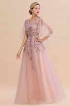 Robe de mariée élégante en tulle, coupe trapèze, à fleurs, manches longues bouffantes, robe de soirée