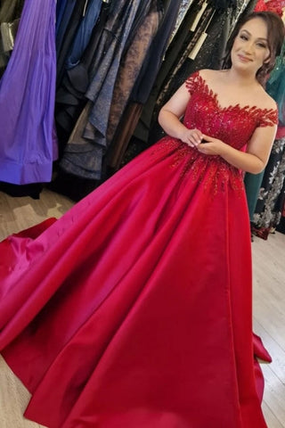 Vestidos de novia elegantes de satén con escote en V, mangas cortas y corte en A