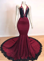 Robes de soirée élégantes à col en V et dos nu, ornées d'appliques, style sirène 