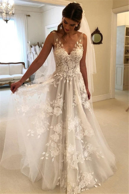 Robes de mariée élégantes en dentelle blanche