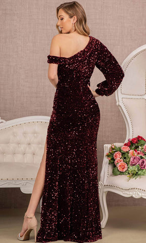 Robe de soirée à sequins à manches bouffantes
