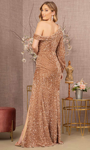 Robe de soirée à sequins à manches bouffantes
