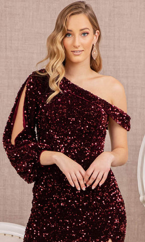 Robe de soirée à sequins à manches bouffantes