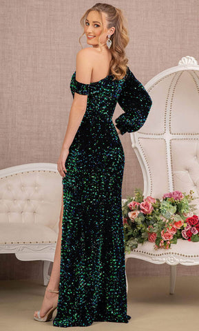 Robe de soirée à sequins à manches bouffantes