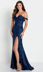 Embroidered Off shoulder Evening Dress