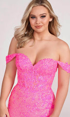 Embroidered Off shoulder Evening Dress