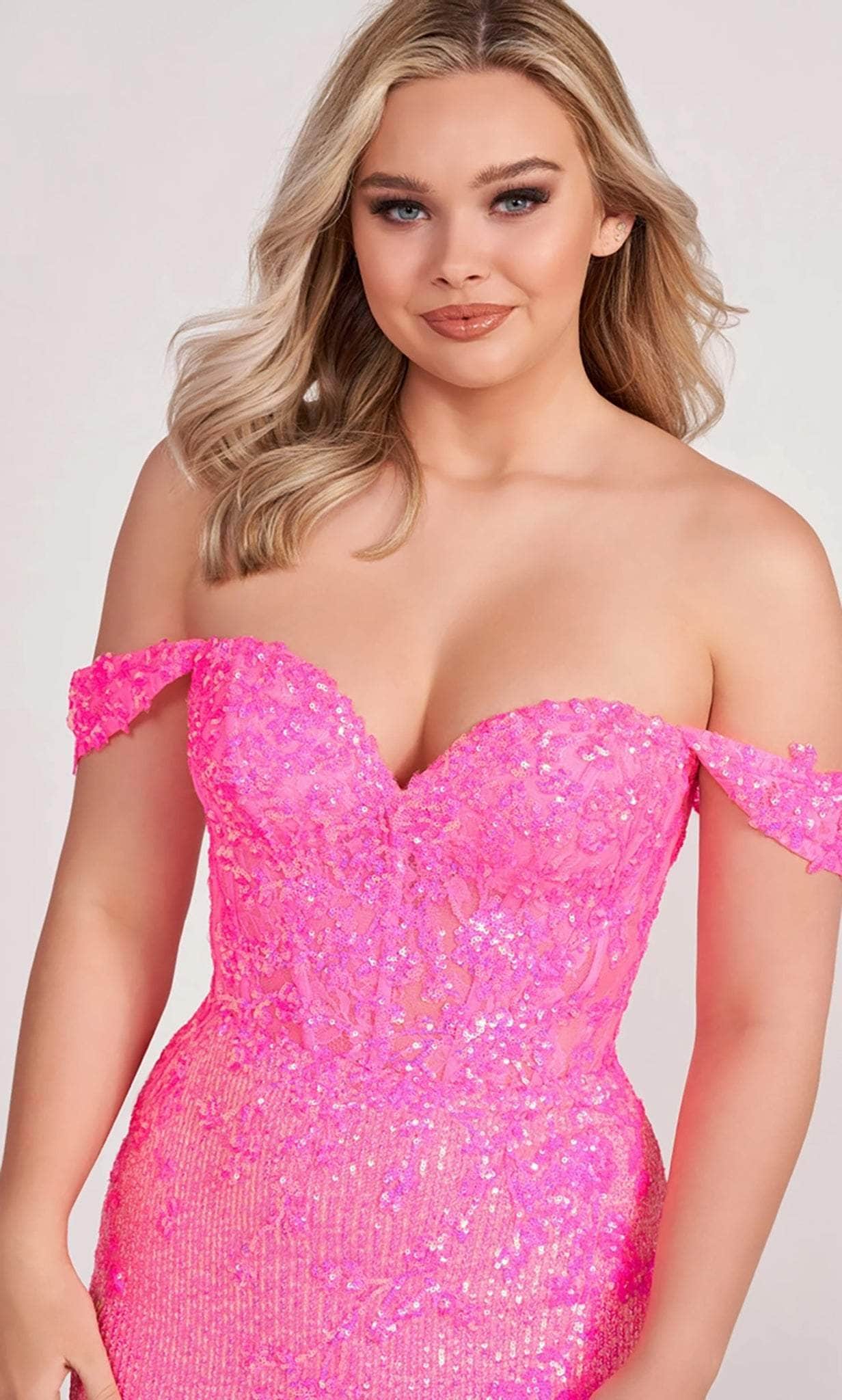 Embroidered Off shoulder Evening Dress