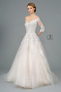 Robe longue de mariée à col en V en tulle pailleté brodé