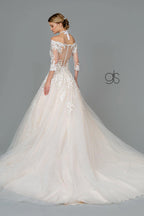 Robe longue de mariée à col en V en tulle pailleté brodé