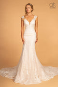 Robe de mariée longue en tulle ornée de broderies