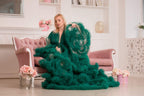 Vestido de maternidad verde esmeralda transparente para sesión de fotos de maternidad VMR25